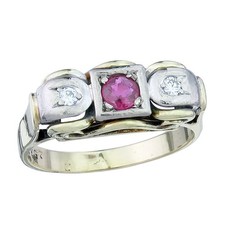Ring Ruby Diamonds 585 White