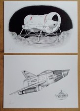 UFO SHADO moon hopper and sky diver drawing PRINTS Gerry Anderson inspired 