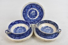 Mason's Vista Blue Ironstone Dinnerware Items x9 Plates & Bowls Vintage Set 