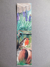 Bird Bookmark Robin Grape Hyacinths Around the Potting Shed Painting Unused