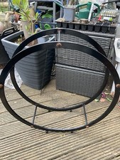 Wood Store Logs Rack Round Metal Fire Pit Firewood Holder Storage Outdoor Indoor