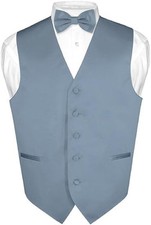 Men's Dress Vest Bow Tie Hanky Set Solid Color Bow Tie Vests for Suit or Tuxedo
