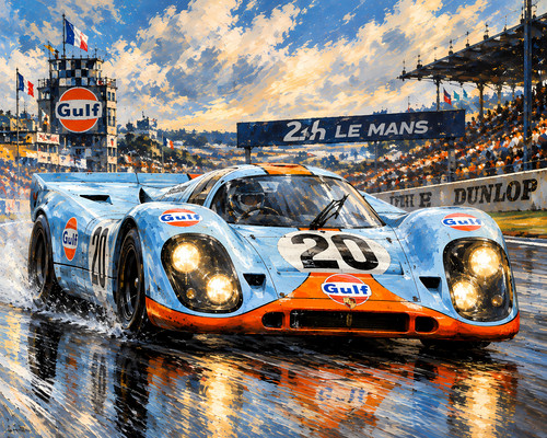 Porsche 917 gulf mans wall - porsche,