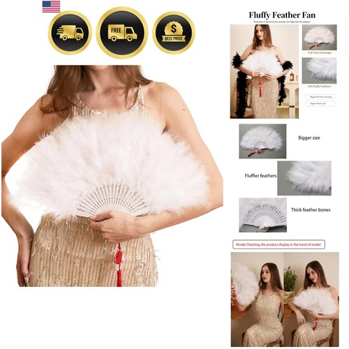 Handheld marabou feather fan - feather,