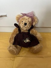 Teddy Bear With Cute Purple Bow & Dress Soft Toy Plush 8" Junction Eighteen