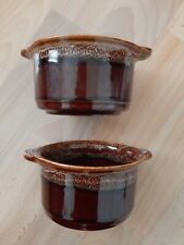 2 Vintage Kiln Craft Pottery Soup Bowl Brown Honeycomb/Lava Drip Glaze 70s Retro