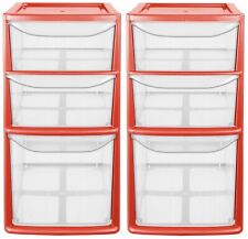 2 x Small Plastic Red 3 Drawer