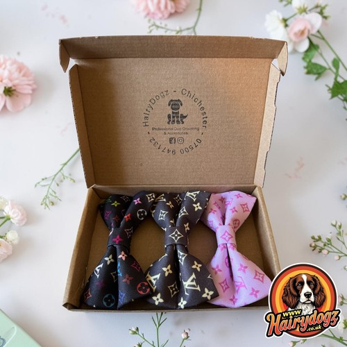 Handmade dog bow tie with - handmade,