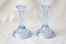 Pair art deco blue - art, glass