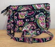 Vera Bradley Padded Fabric Bag Little Hipster Crossbody Petal Paisley Multi Rare