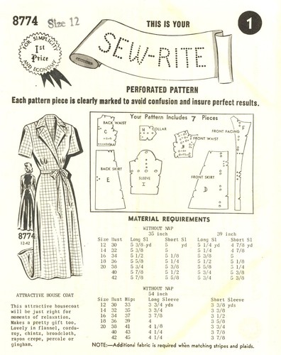 Sew rite 8774 attractive - sew, 1950s
