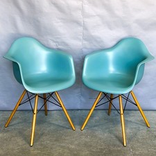PAIR of VITRA Eames Plastic Armchair DAW  Dining Cafe Bistro Side mid century