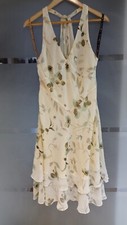 Maria Grachvogel Silk Dress Size 14 By Debenhams Cream, Yellow Green Used