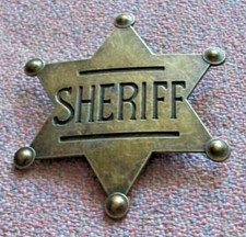 Sheriff Badge brass Colour Metal Badge Old West Cowboy Costume Prop Badge 
