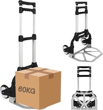 Heavy Duty Folding Hand Truck - Aluminum Trolley with 60KG Capacity