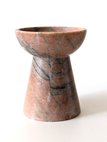 Red stone pillar candle - candle, holder