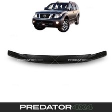 BLACK FRONT BONNET GUARD WIND STONE DEFLECTOR FOR NISSAN NAVARA D40 10-14