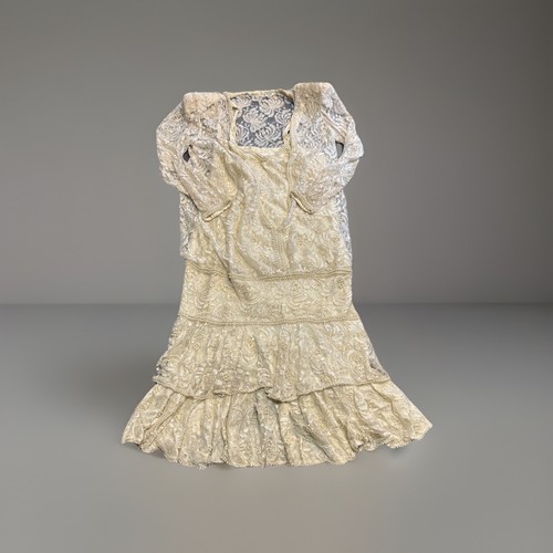 Vtg ivory lace beaded sequin - vtg,