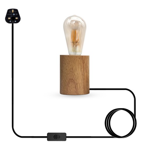 Wooden lamp base stem natural - wooden,