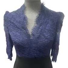 Karen Millen Dress Blue and Black Lace Bodice Forever Open High Neck Uk Size 10