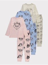 Girls 3 Pairs Disney Character Pyjamas by George New Bambi Marie Simba Thumper