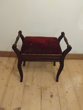 Edwardian Antique Piano Stool with Under Seat Storage, Solid Wood 