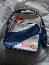 LONSDALE Vintage retro Blue White Vinyl Shoulder gym school bag 