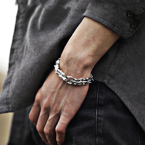 Men retro silver dragon - men's,