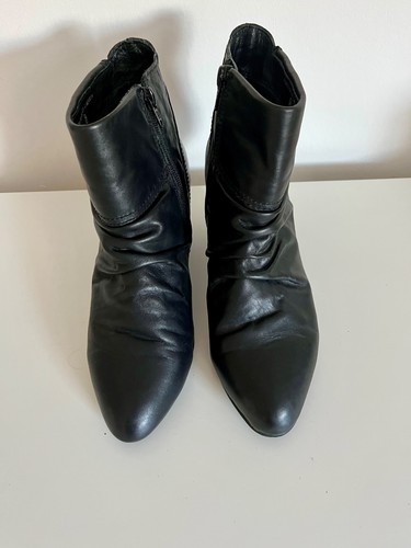 Black spanish leather ankle - black,