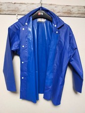 Vintage retro vinyl fisher longcoat Japan old raincoat blue heavy duty