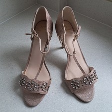 JENNY PACKHAM No1 Light Bronze/Gold Glitter & Rhinestone Sandals Shoes UK 8