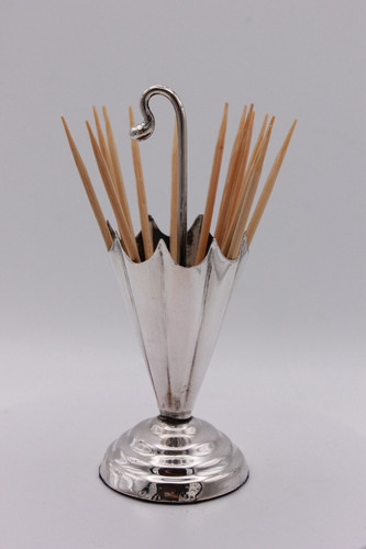 Silver toothpick holder - silver,