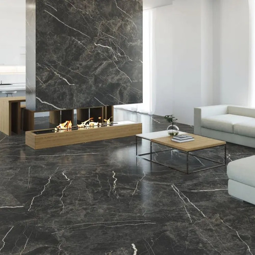 Charming black marble - black,