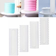 4Pcs Cake Decorating Comb Edge Smoother Cheese Butter Scraper Pastry Baking Tool