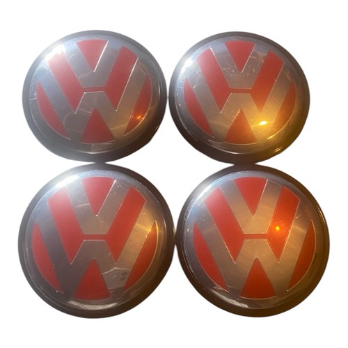 Red 65mm center caps - center, vw