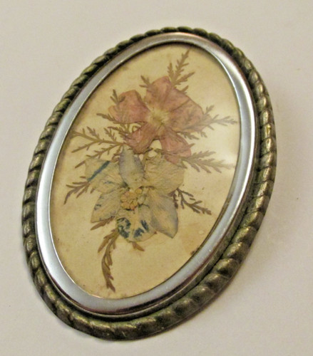 Vintage large oval brooch with - large,