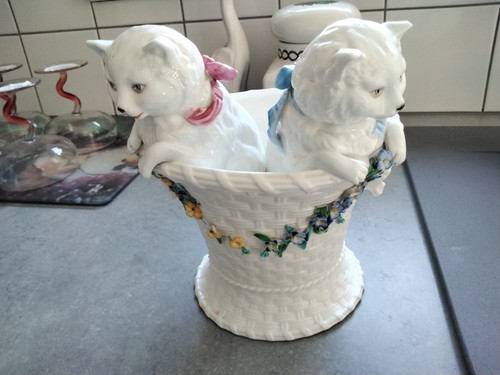 Antique porcelain cachepot - porcelain,