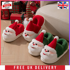 Christmas Santa Claus Warm Indoor Slippers Winter Cozy Shoes Men Women