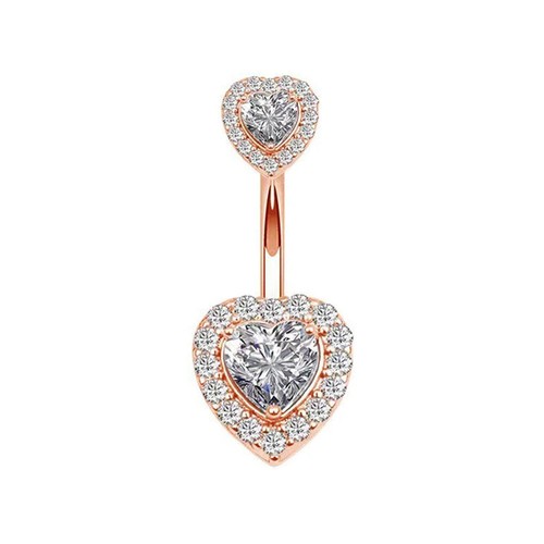 Heart gem belly button bars - heart,