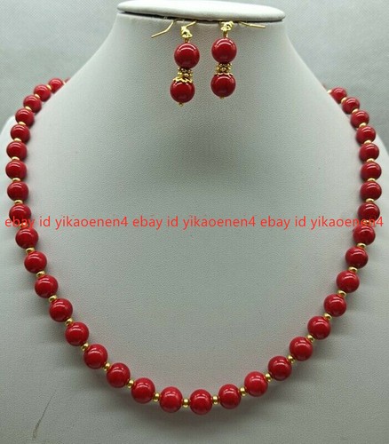 Fashion 8mm red coral - red, round