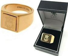 LIVERPOOL FC LICENSED GOLD PLATED CREST SIGNET RING COMPLETE IN GIFT BOX LFC