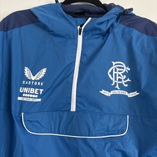 Glasgow Rangers FC Zip Neck Windbreaker Jacket Waterproof Castore 2022 Blue 
