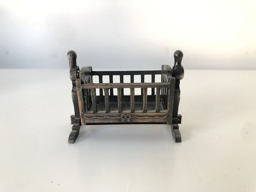 Vintage metal dolls - metal, crib
