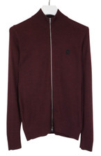 J.Lindeberg Kian Full Zip Tour Merino Sweater Men Small Logo Burgundy