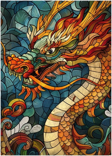 Stained glass chinese - chinese, dragon