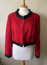 Sonia Pena Occasion Jacket size 46 uk 16/18 red wool mix cropped