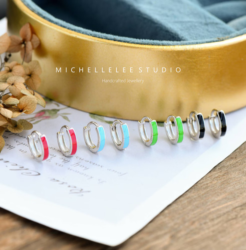 Multi colour enameled huggie - colour,