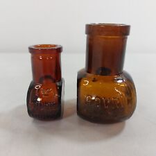 Vintage Bovril Limited Brown Glass Bottle Jar x2 4oz & 1oz