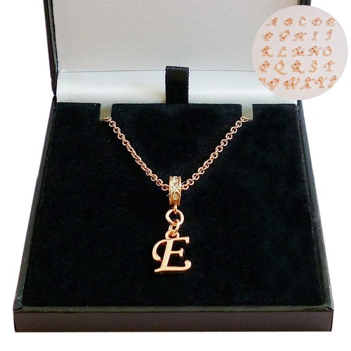Rose gold letter - rose, necklace,