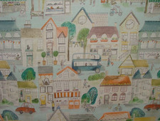 Voyage Maison Village Streets Sunburst Cotton Curtain Upholstery Cushion Fabric